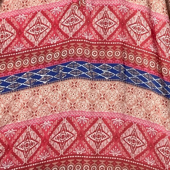 Kim Rogers Curvy Shift Bohemian Dress Women Sz 2X Roll Tab Orange Blue - Picture 4 of 7